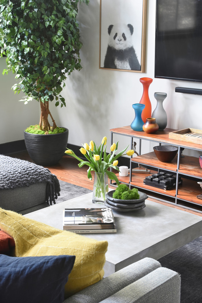 Photo of a contemporary living room in Atlanta.