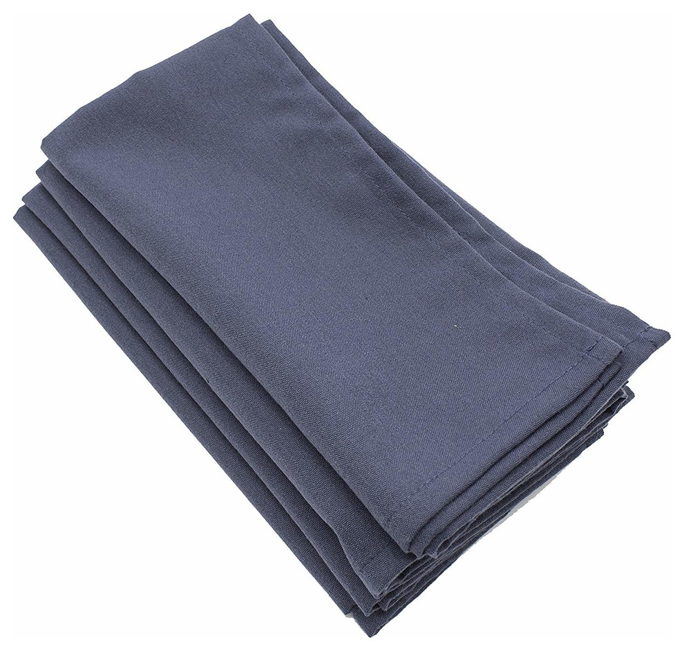 Classic Solid Color Everyday Design Cloth Napkin, Set of 4, Navy Blue