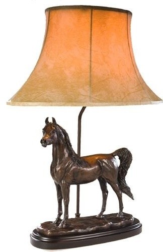 Sculpture Table Lamp EQUESTRIAN Lodge Arabian Horse 1-Light Chocolate