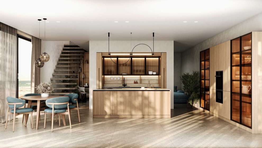 Скрытая кухня в стиле джапанди