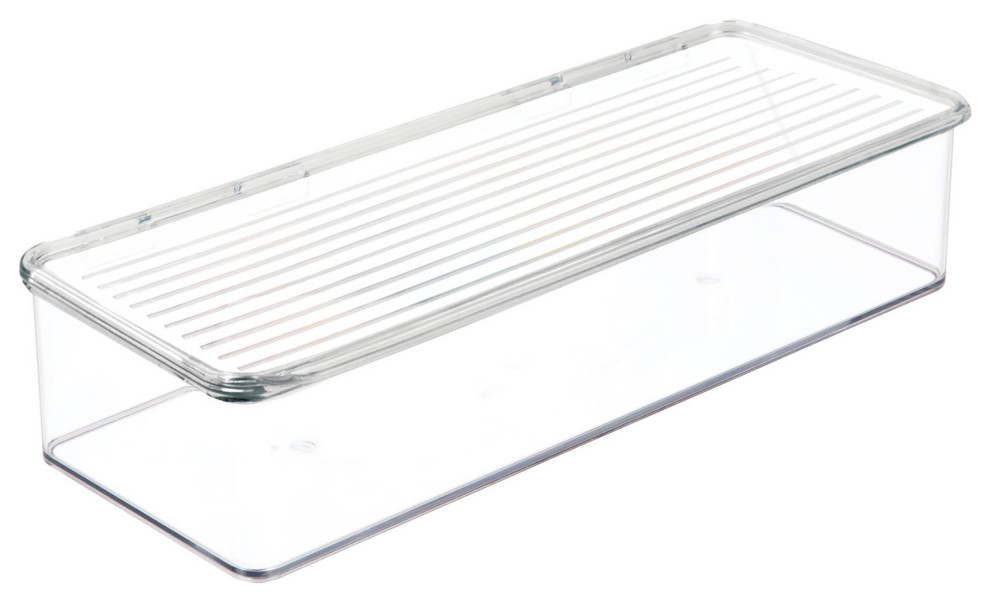 InterDesign 67430 Clear Kitchen Binz Stackable Storage Box With Lid Contemporary Food