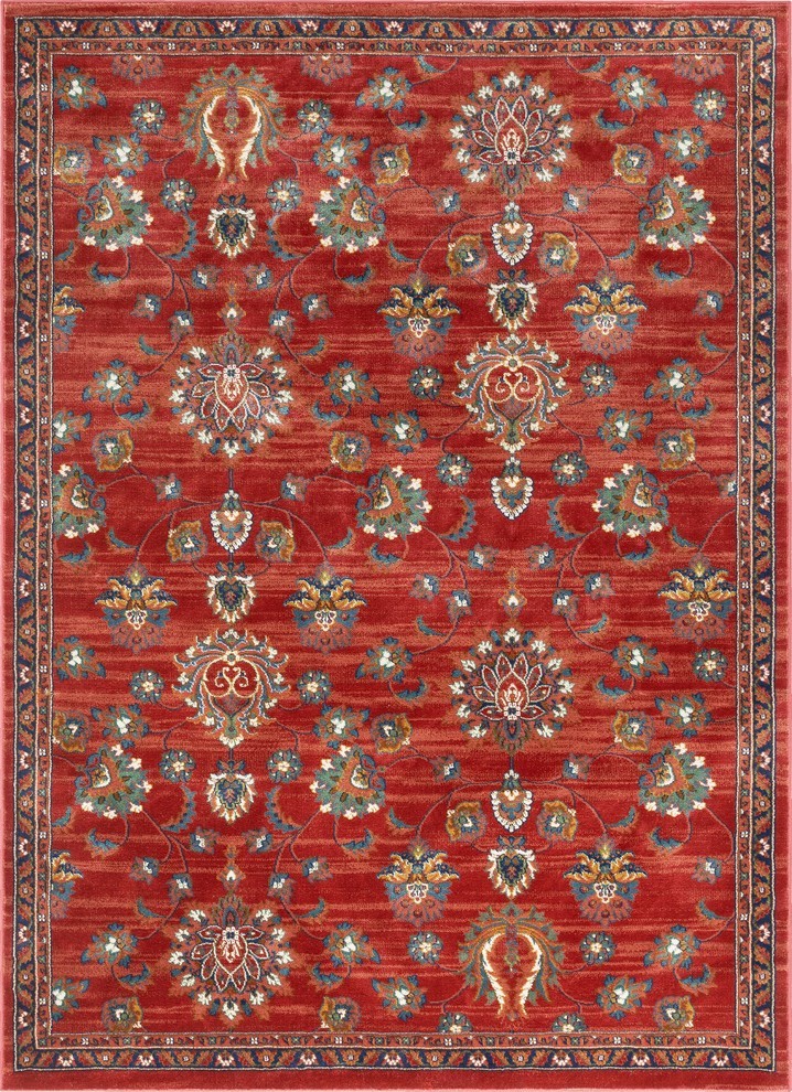 Well Woven Tulsa Arya Traditional Oriental Floral Crimson Rug, 7'10"x9
