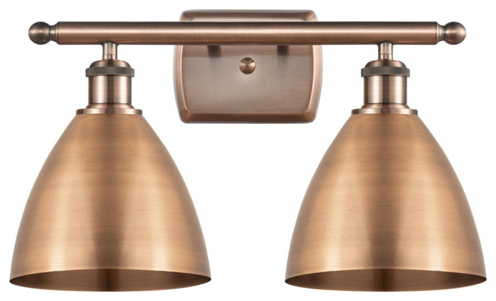 Ballston Dome 2 Light Bathroom Vanity Light, Antique Copper French