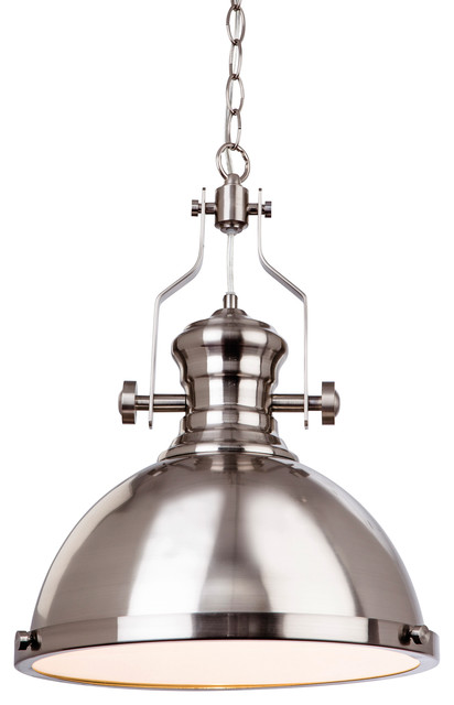 Albion Industrial Pendant, Brushed Steel