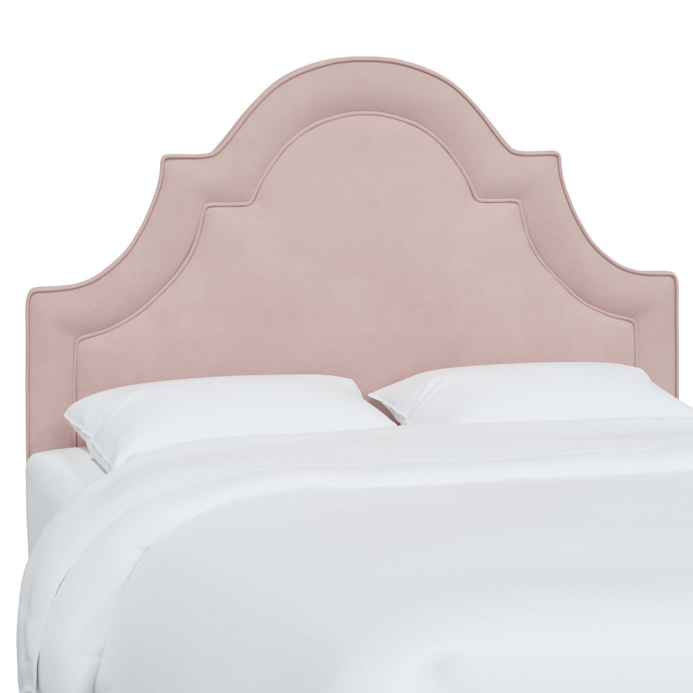 High Arched Headboard With Border, Velvet Blush, Twin