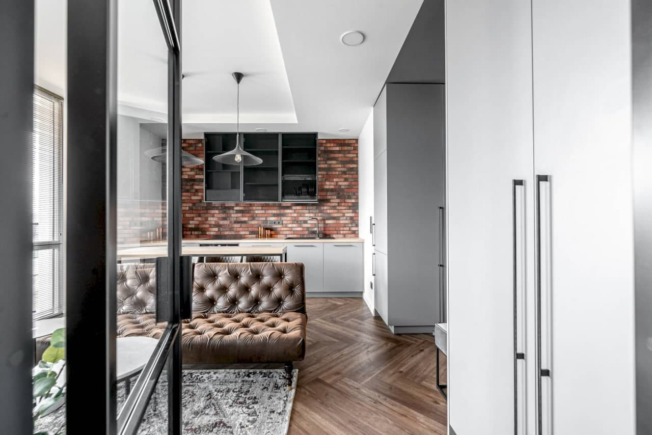 Интерьер с элементами стиля лофт. Квартира