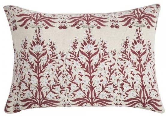 Filling Spaces - Floral Block Print Pillow, Red & Reviews Houzz