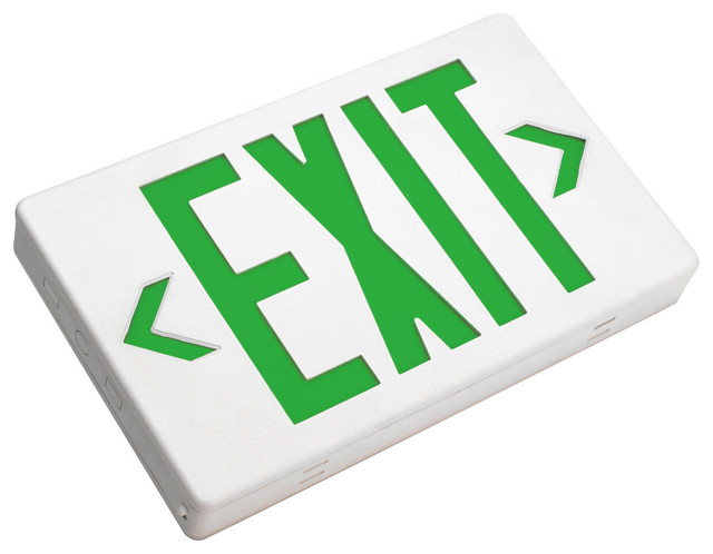 NICOR Emergency Series LED Exit Sign, White With Green Lettering