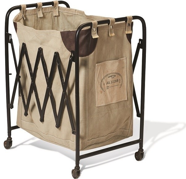 Collapsible Vintage Canvas Laundry Cart Miami by Antique Farmhouse