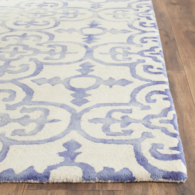 Safavieh Dip Dye Collection DDY711 Rug, Ivory/Blue, 7' Square