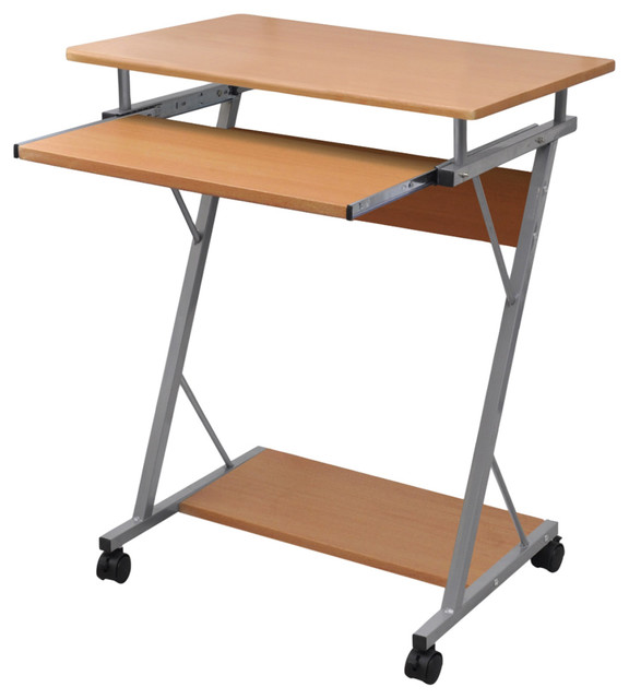 Mobile Compact Computer Cart Desk Laptop Table With Keyboard Tray