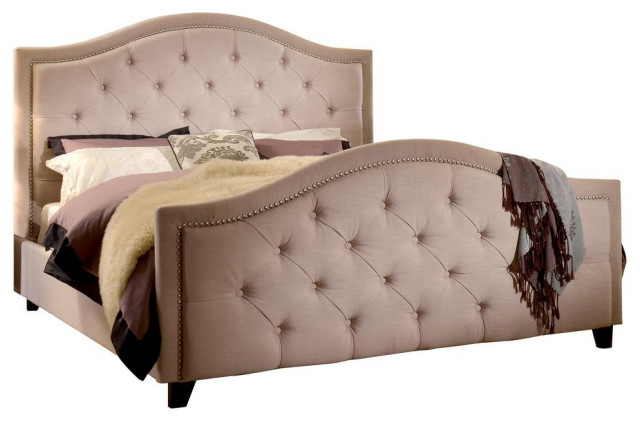 Upholstered Bed With Tufted Look