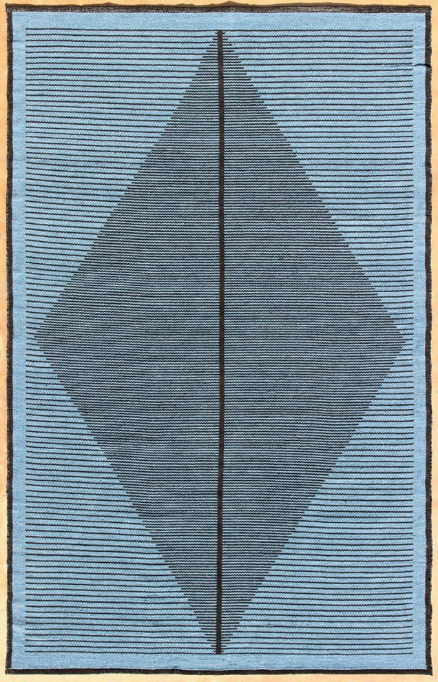 Chandra Elyza Ely-51601 Geometric Outdoor Rug, Blue/Black, 5'0"x7'6"