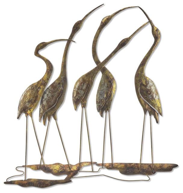 Shorebirds Wall Decor Group Of Five Beach Style Metal Wall Art by Eangee Houzz