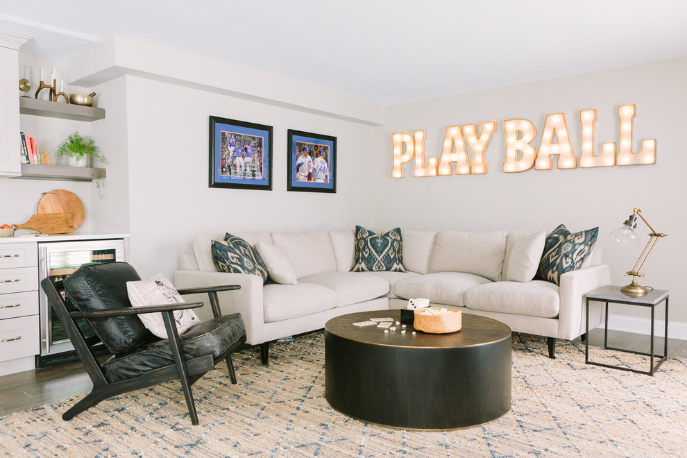 Inspiration for a transitional basement remodel in Chicago