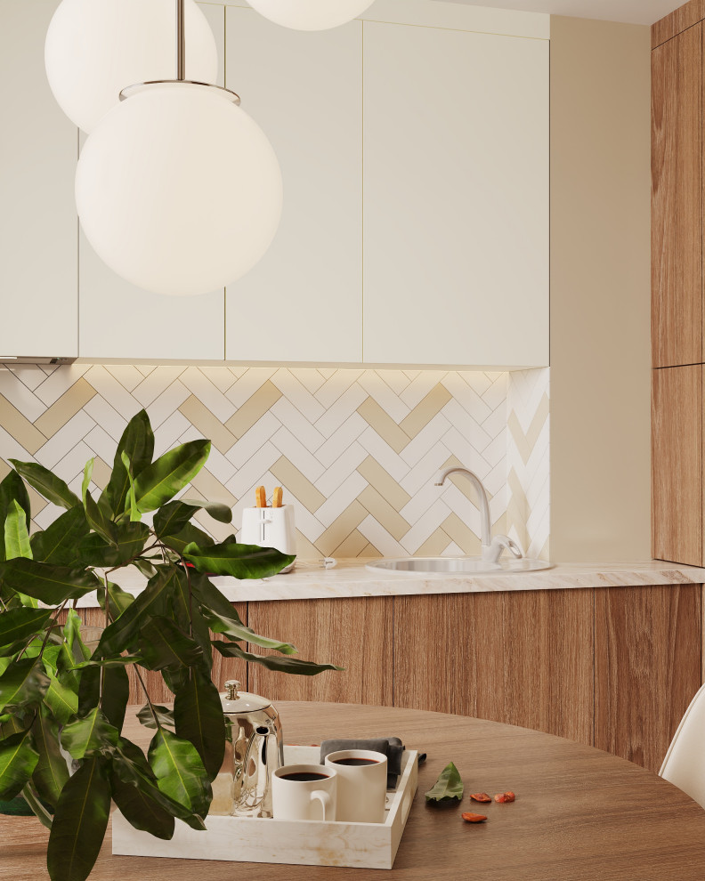 Кухня в бежевых тонах