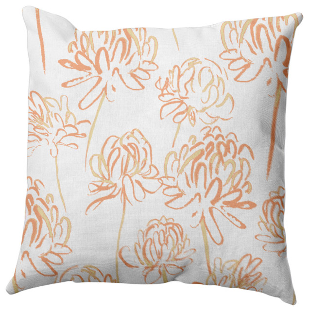Blossom Bouquet Outdoor Pillow, Orange, 18"x18"