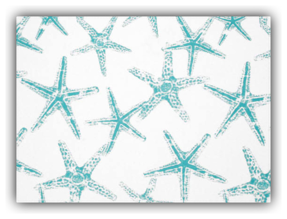 Floating Starfish Turquoise Indoor/Outdoor Placemat, Finished Edge