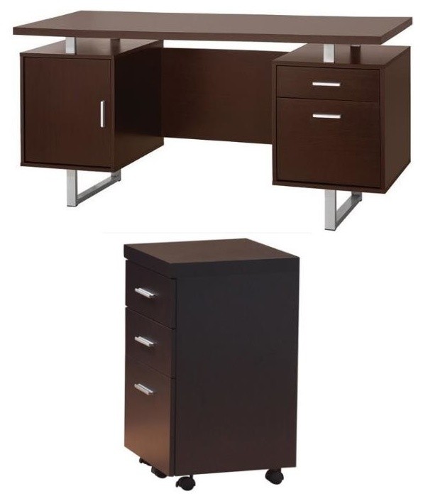 Papineau 2 Piece Computer Desk And Mobile File Cabinet Set In