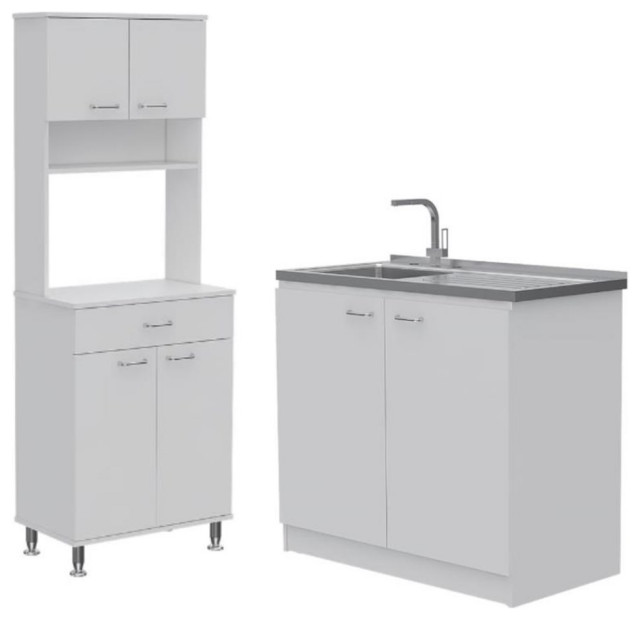Home Square 2-Piece Set with Utility Sink with Cabinet and High Pantry Cabinet