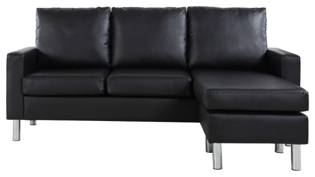 Modern Faux Leather Sectional Sofa, Small Sectional Sofa Leather