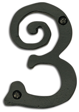  Black Scroll House Number 3 ATHSCN3LBL Traditional 