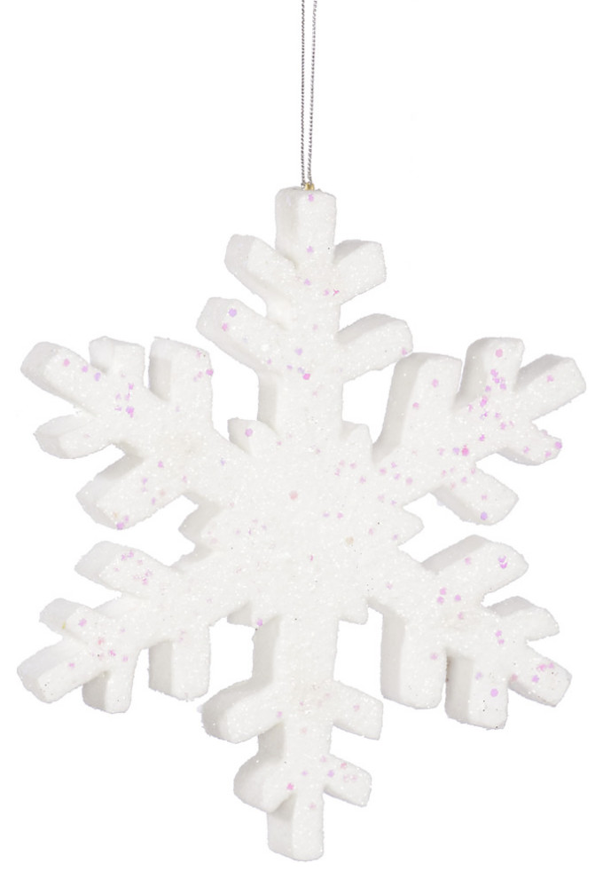 Vickerman L134501 12" White Glitter Snowflake Christmas Ornament