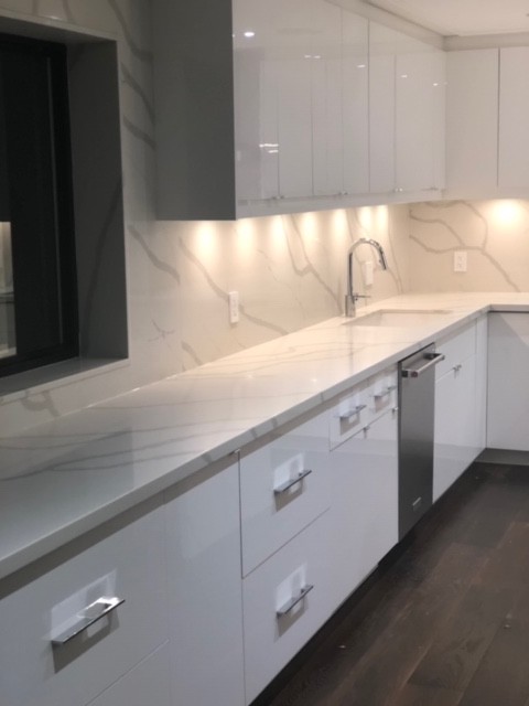 Waterfall Marble Island Kitchen
