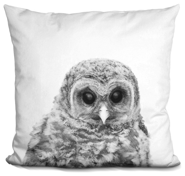 Baby Owl Bw Decorative Accent Throw Pillow Rustic Decorative