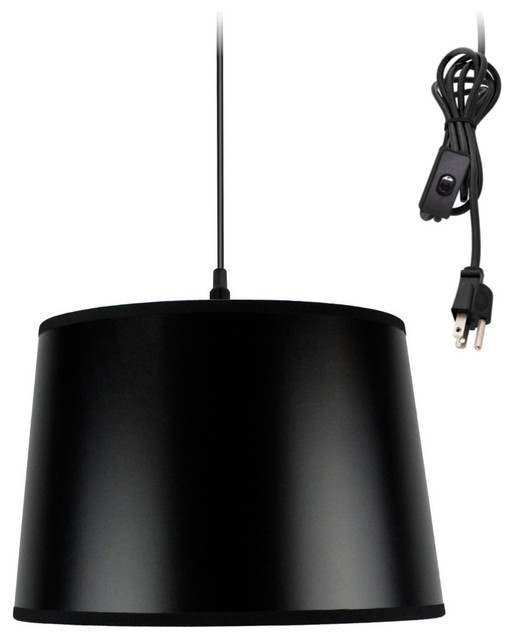 Shallow Drum 1 Light Swag PlugIn Pendant Hanging Lamp 10x12x8