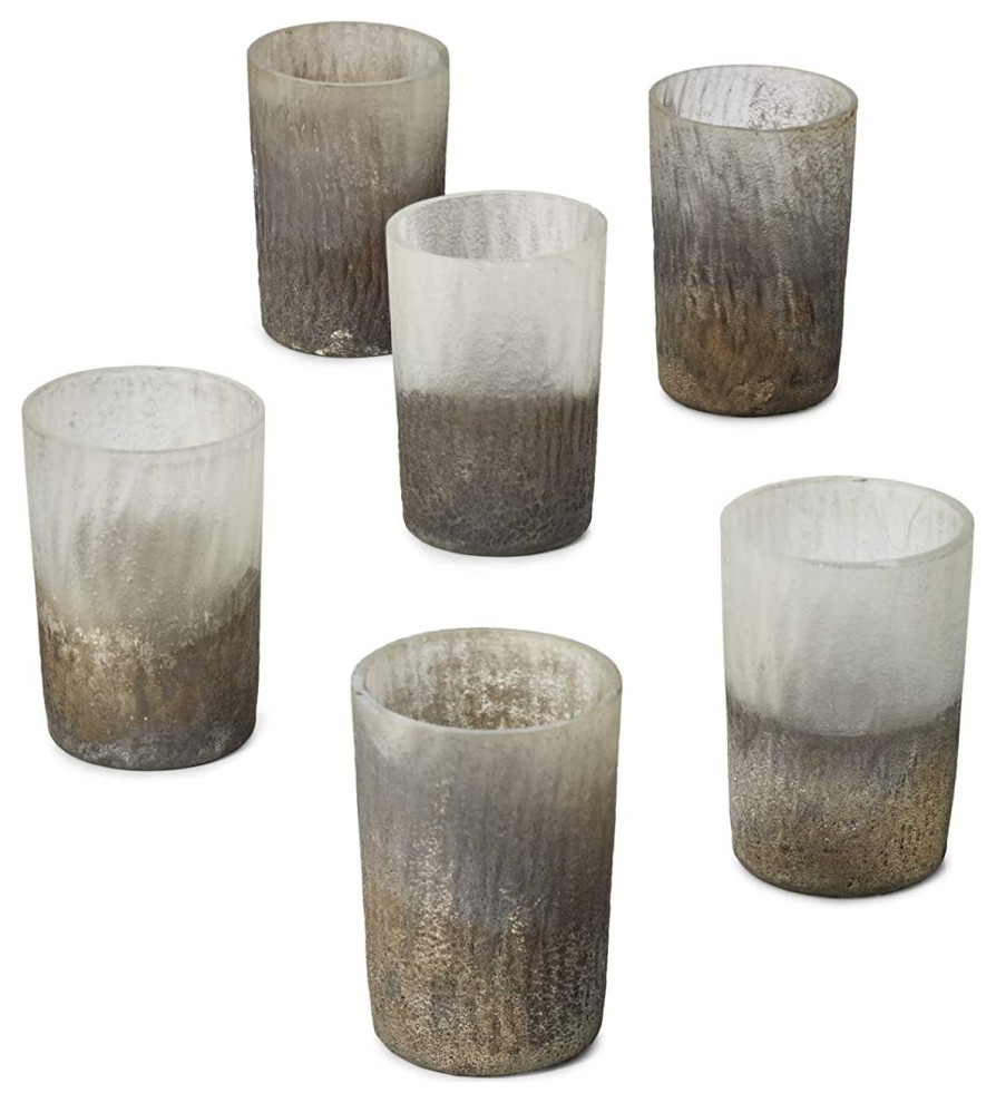 Glass Votive Candle Holders, Ombre Frost Gold Glitter Votive Candle Holders, Set of 48