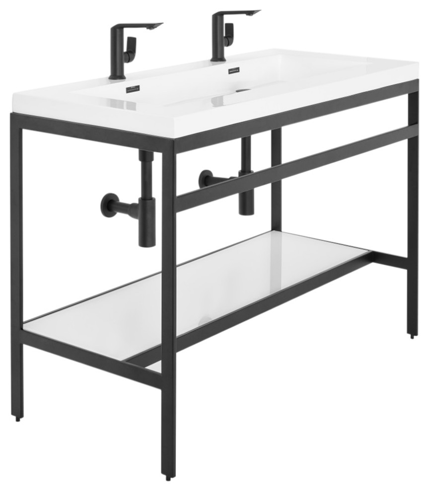 C 48.25" Single Bathroom Vanity With Mirror Transitional Bathroom