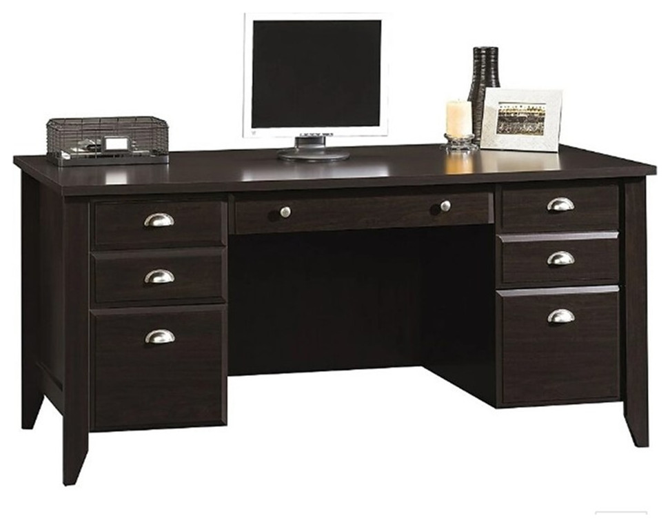 Sauder Shoal Creek Executive Desk in Jamocha Wood Transitional