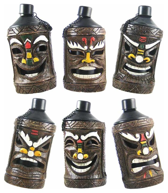 Polynesian Mask Tiki Torches Patio Torch, 6-Piece Set