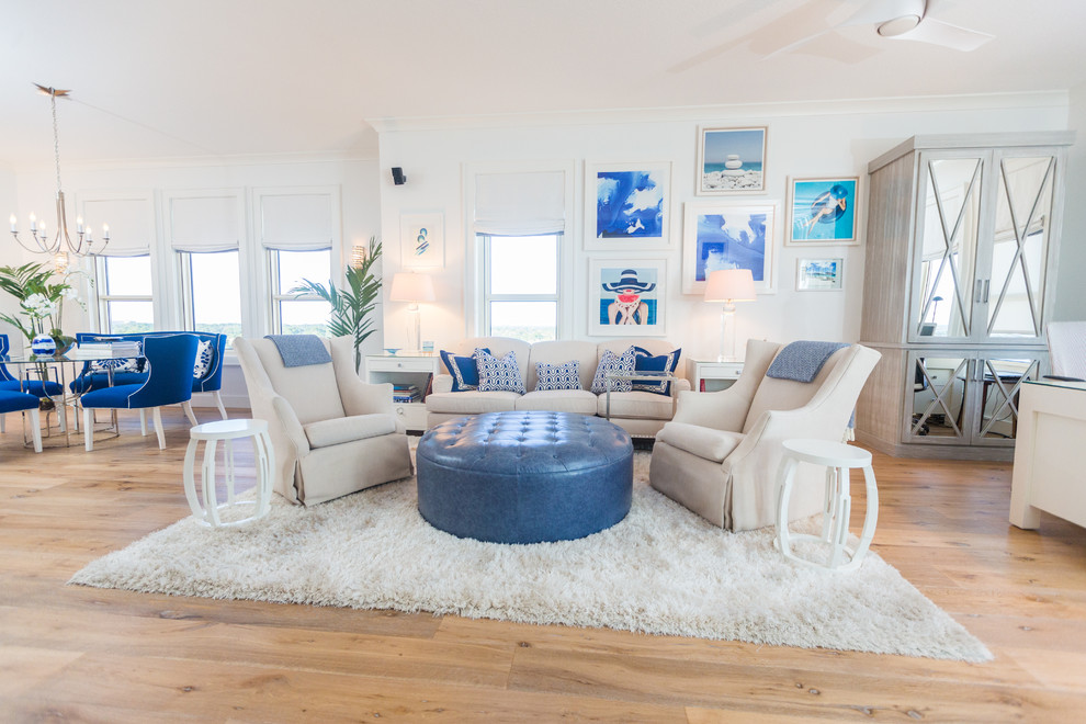 Coastal Glam Gulf View High Rise Living Room Beach Style Living