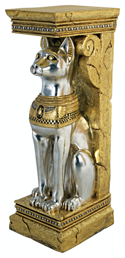 Egyptian Cat Goddess Bastet Pedestal Statue