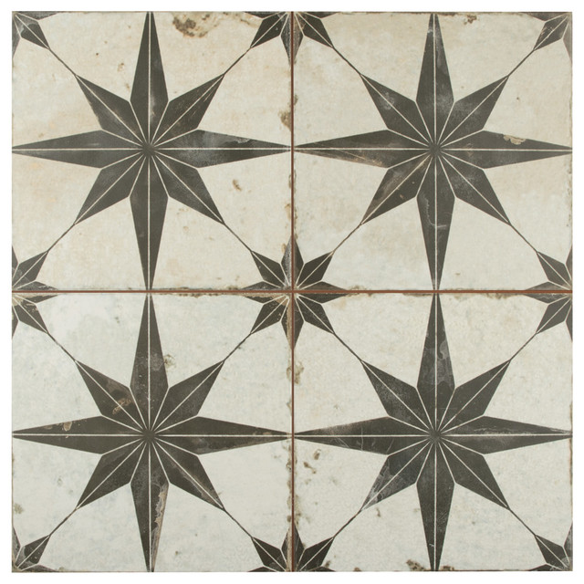 SomerTile Estrella Nero Ceramic Floor and Wall Tile