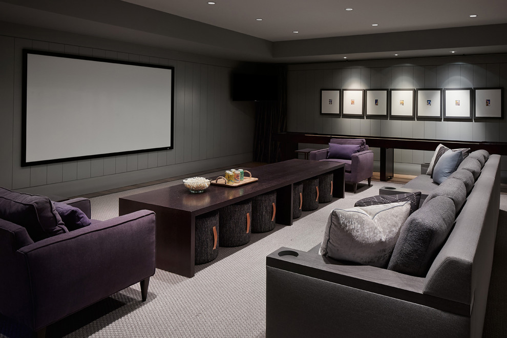 Stone & Slate - Contemporary - Home Theater - Chicago - by Tiburon Homes LLC