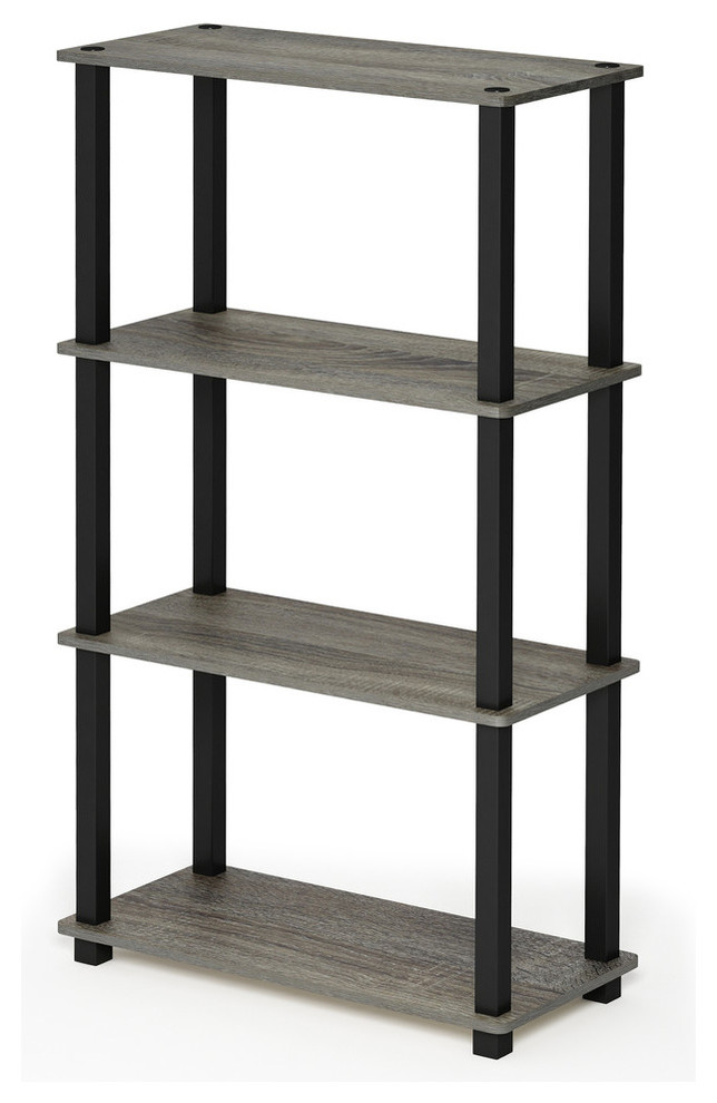4-Tier Multipurpose Shelf Display Rack With Square Tube, French Oak Gray/Black