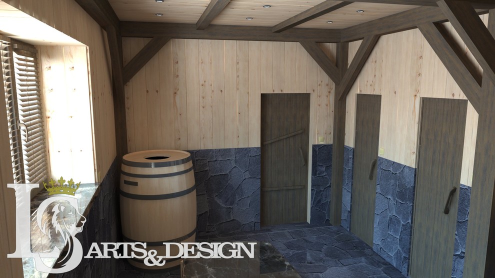 Баня из кедра с имитацией норвежской рубки