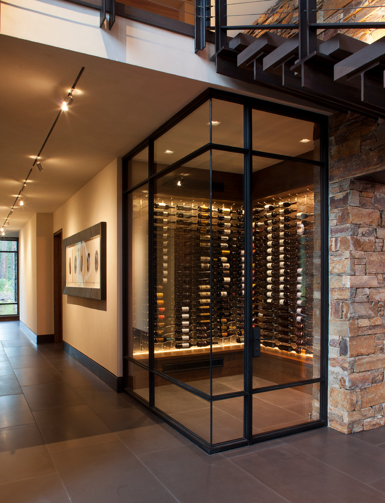 Design ideas for a contemporary wine cellar in Sacramento.