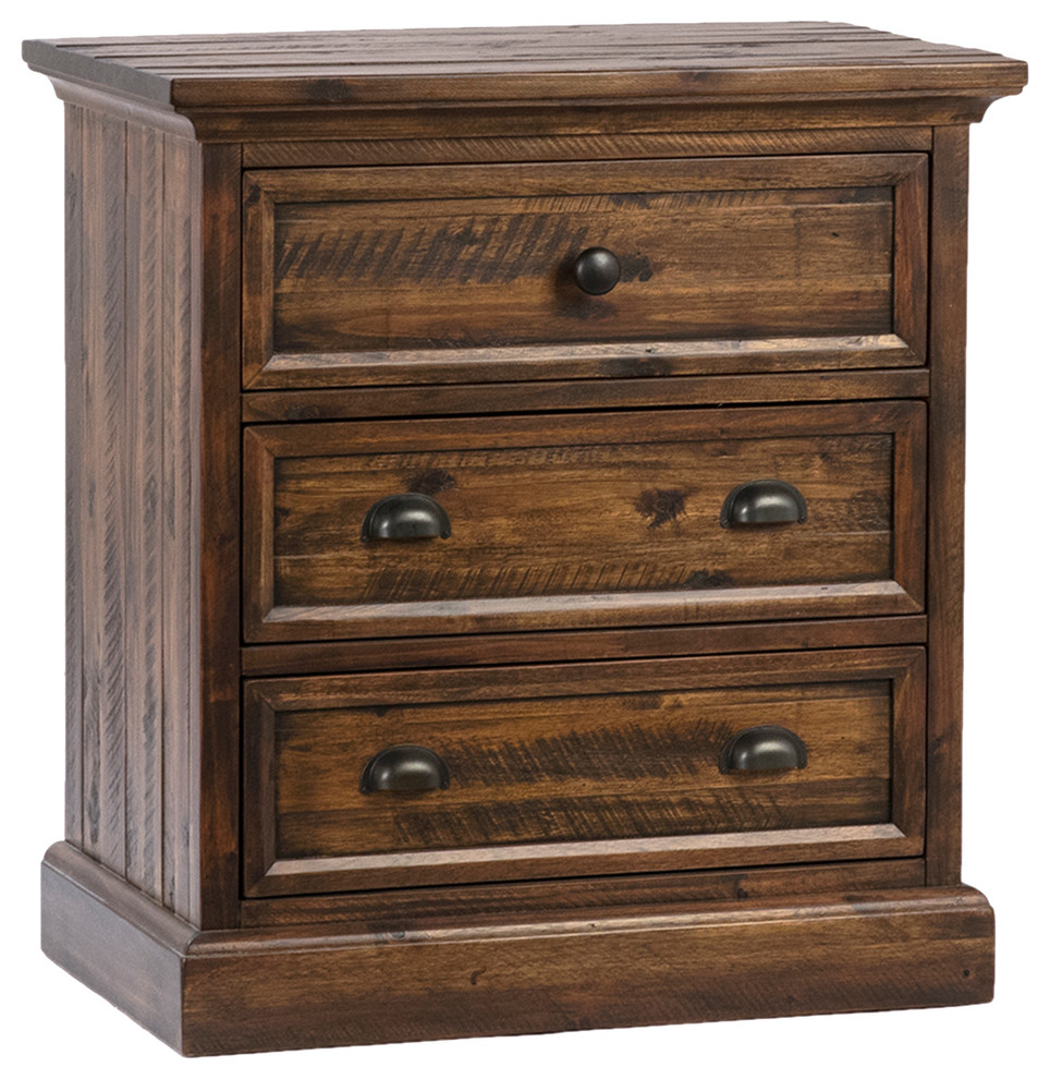 Hadlee Carved Wood Nightstand Transitional Nightstands And Bedside