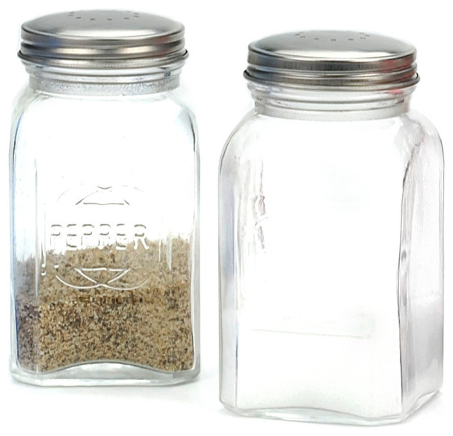 RSVP Retro Clear Glass Salt and Pepper Shaker Set. 