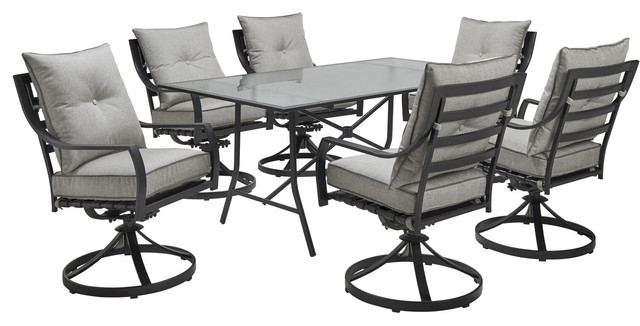 Lavallette 7 Piece Dining Set Silver, Patio Dining Set Swivel Chairs