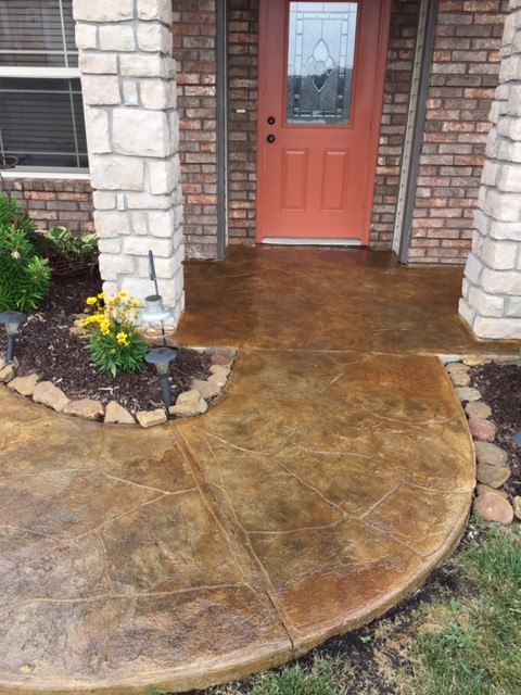 Cut pattern and stained back patio