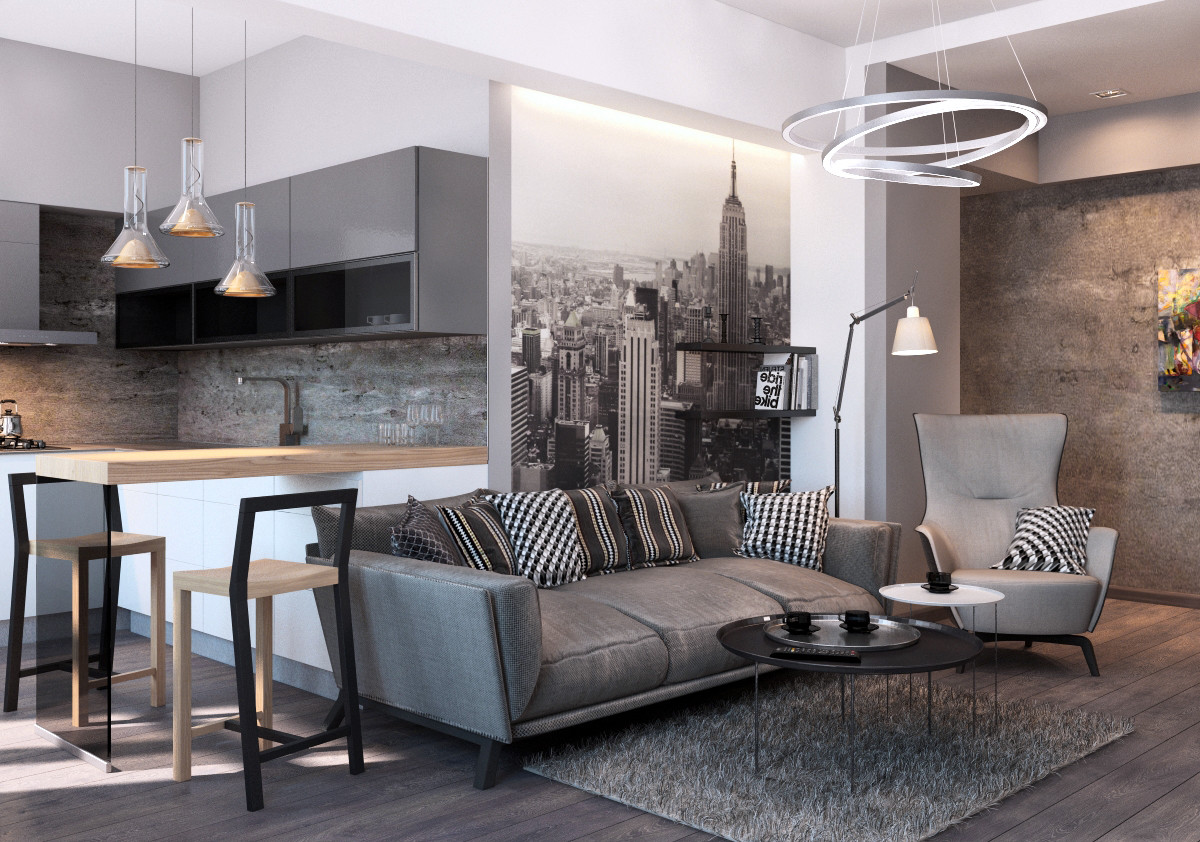 Гостиная с кухней