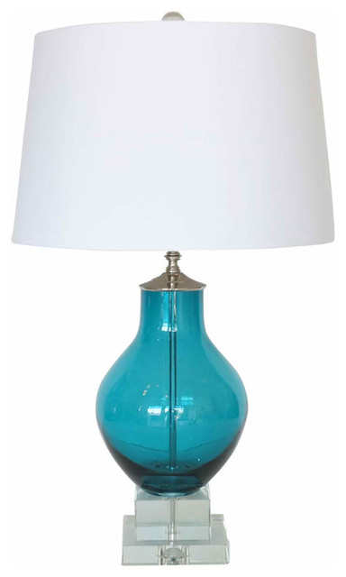 Turquoise Blue Glass Lamp - Mediterranean - Table Lamps - new york - by ...