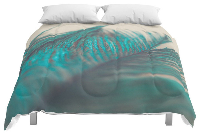 Society6 Turquoise Feather Abstract Comforter Contemporary