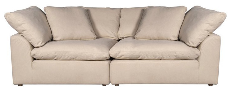 Sunset Trading Puff 2-Piece Fabric Slipcover Modular Sectional Sofa in Tan