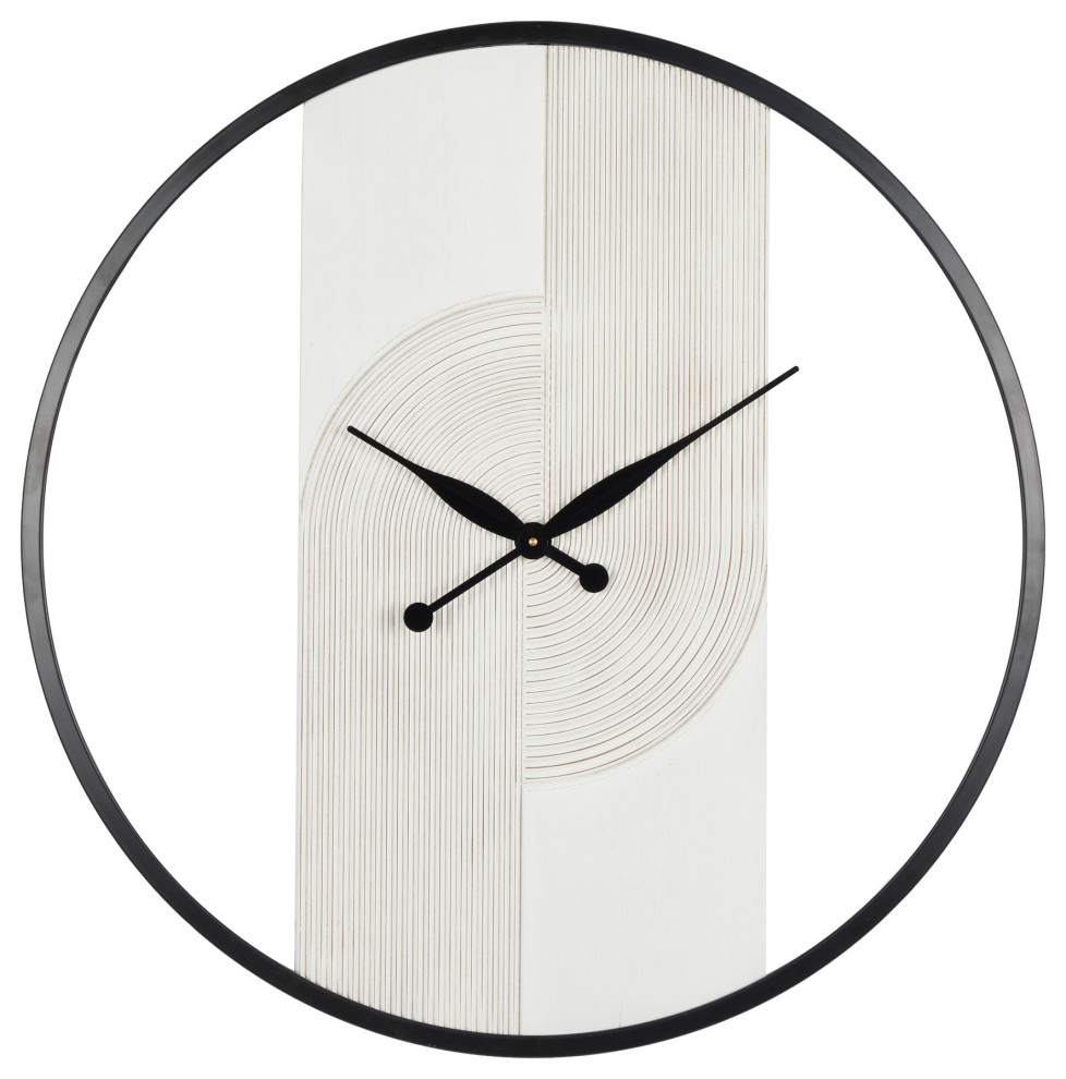 Modern White Wood Wall Clock Transitional Wall Clocks by